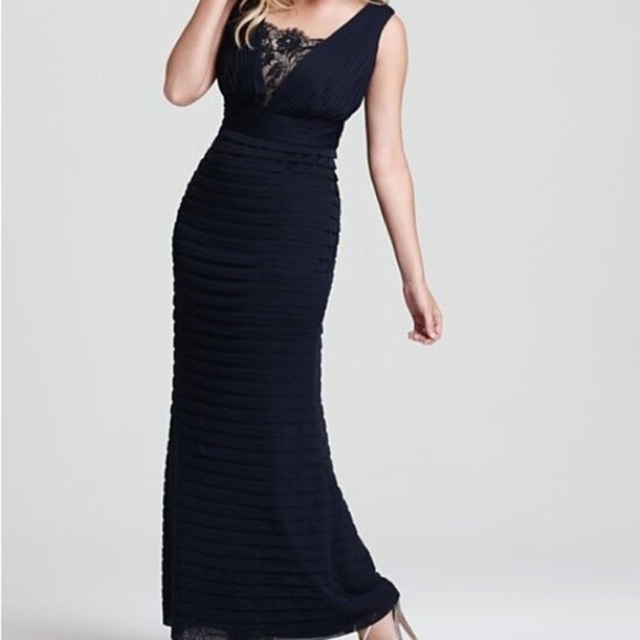 Adrianna Papell Dresses & Skirts - Adrianna Papell women’s navy blue formal gown maxi dress size 12 ribbed lace